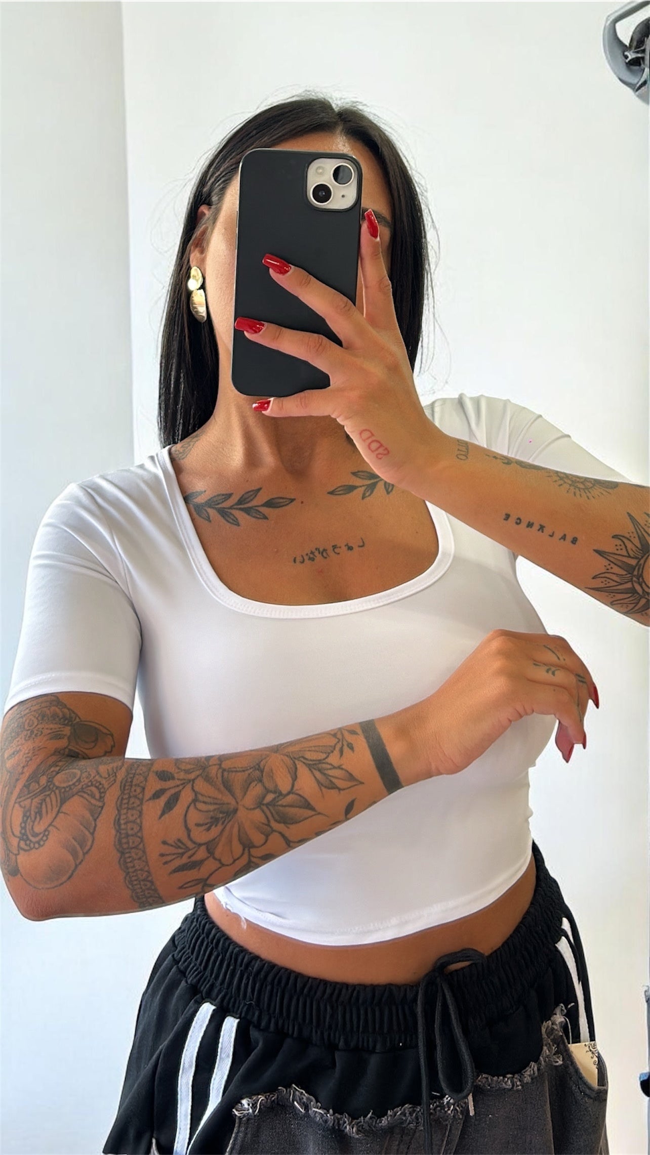 Maglia crop in lycra taglia unica