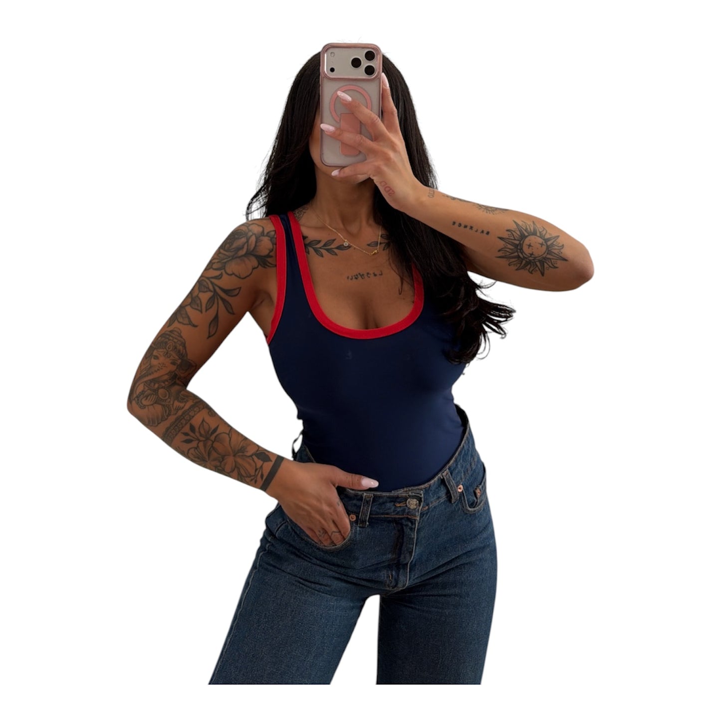 Canotta in lycra bicolor tg unica