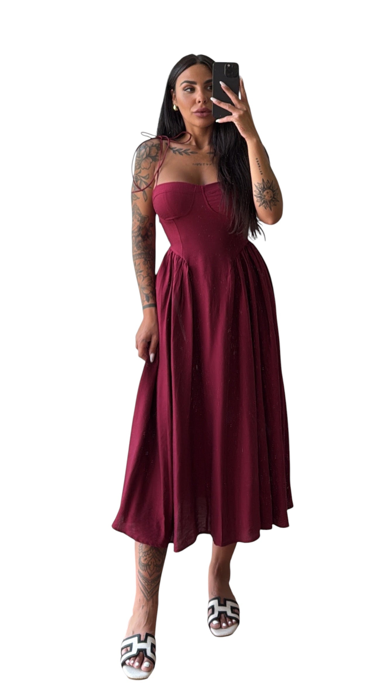 Dress longuette taglia unica con laccetti regolabili
