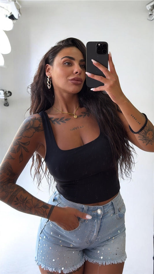 Canotta in lycra crop taglia unica