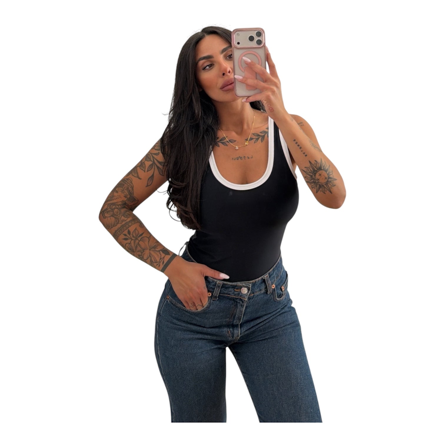 Canotta in lycra bicolor tg unica