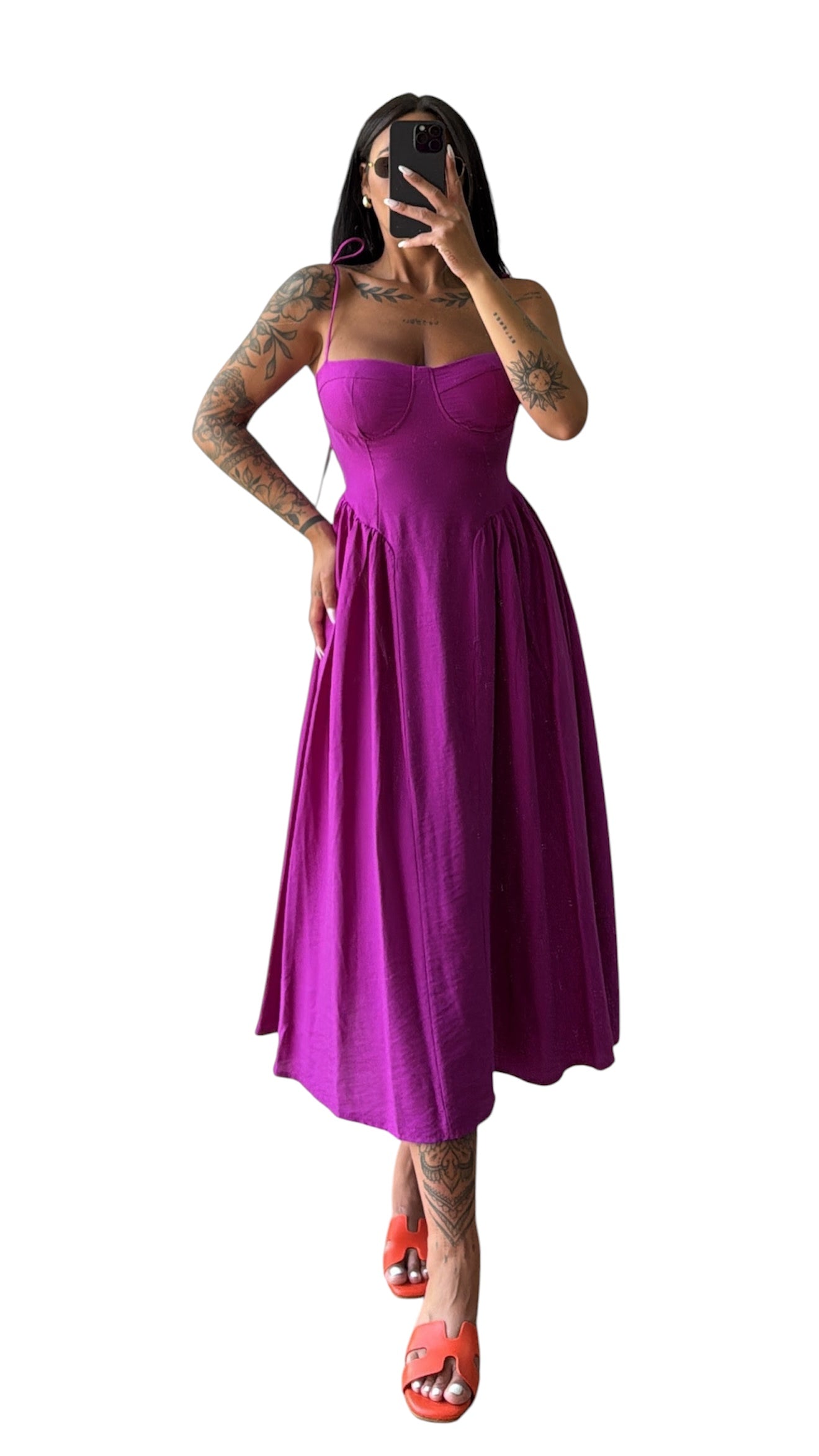 Dress longuette taglia unica con laccetti regolabili