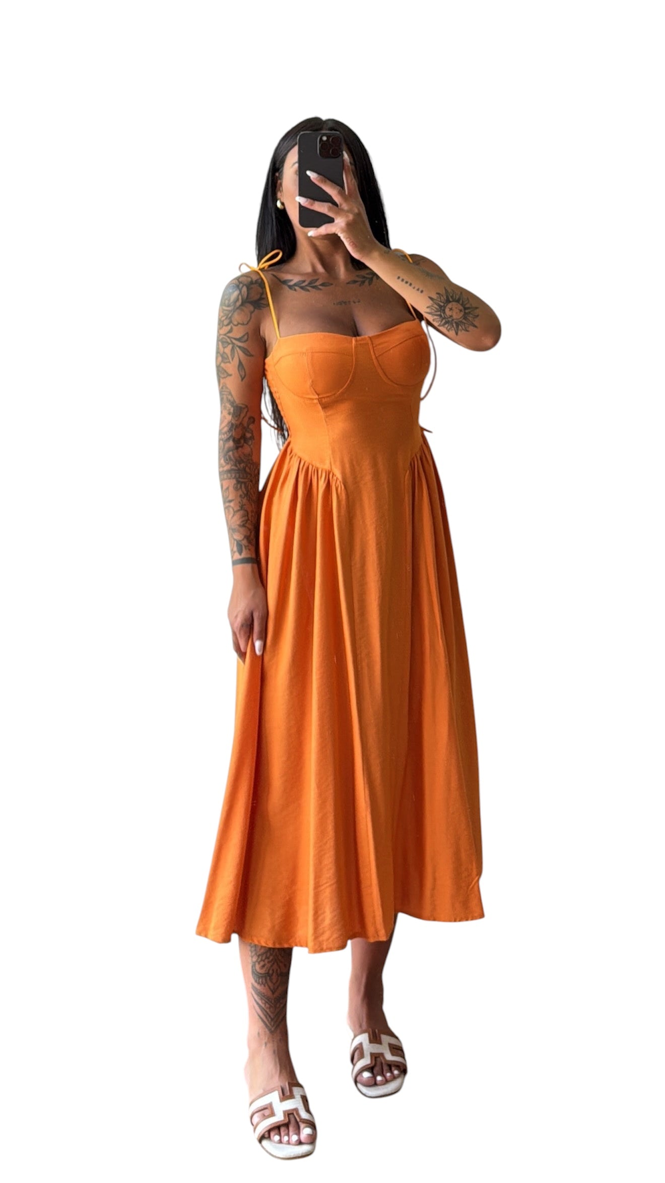 Dress longuette taglia unica con laccetti regolabili