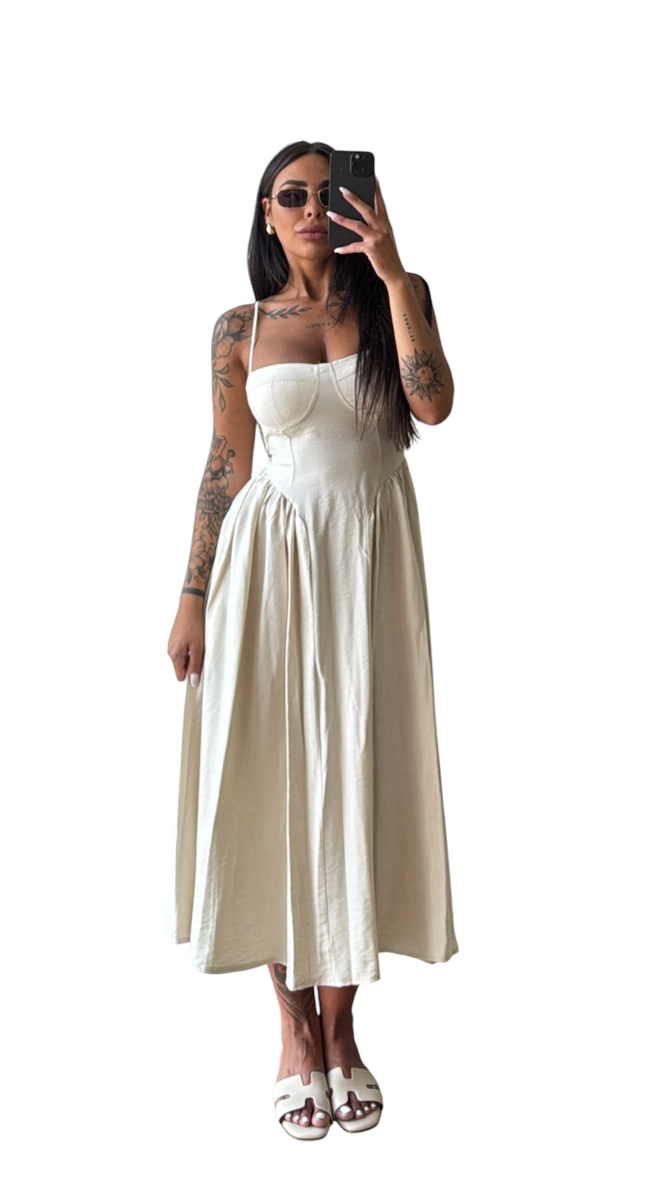 Dress longuette taglia unica con laccetti regolabili