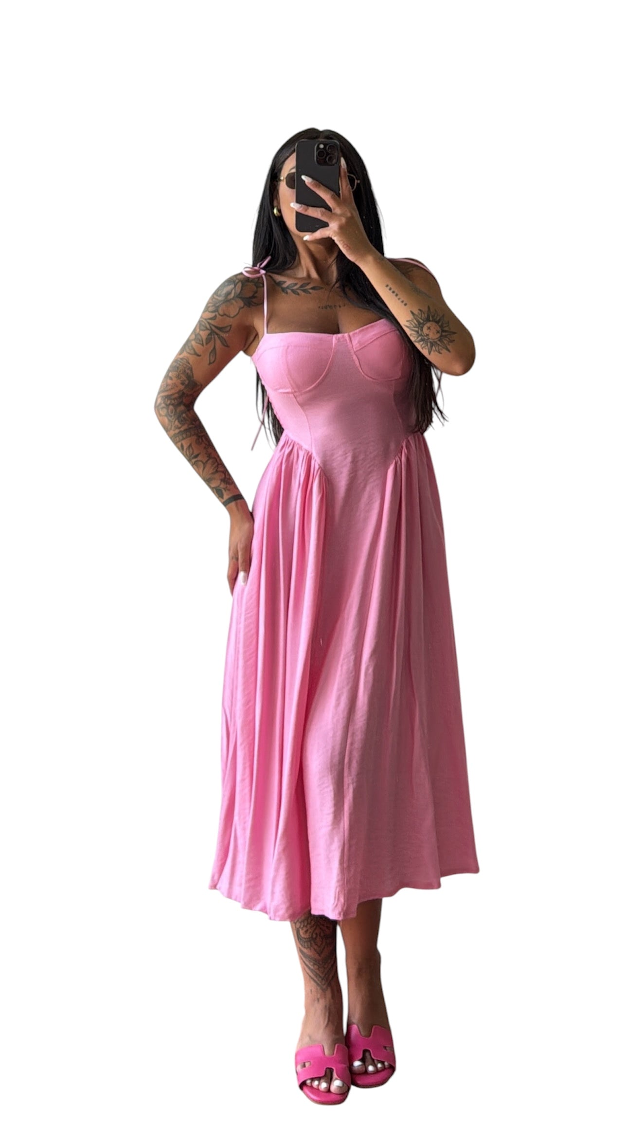 Dress longuette taglia unica con laccetti regolabili